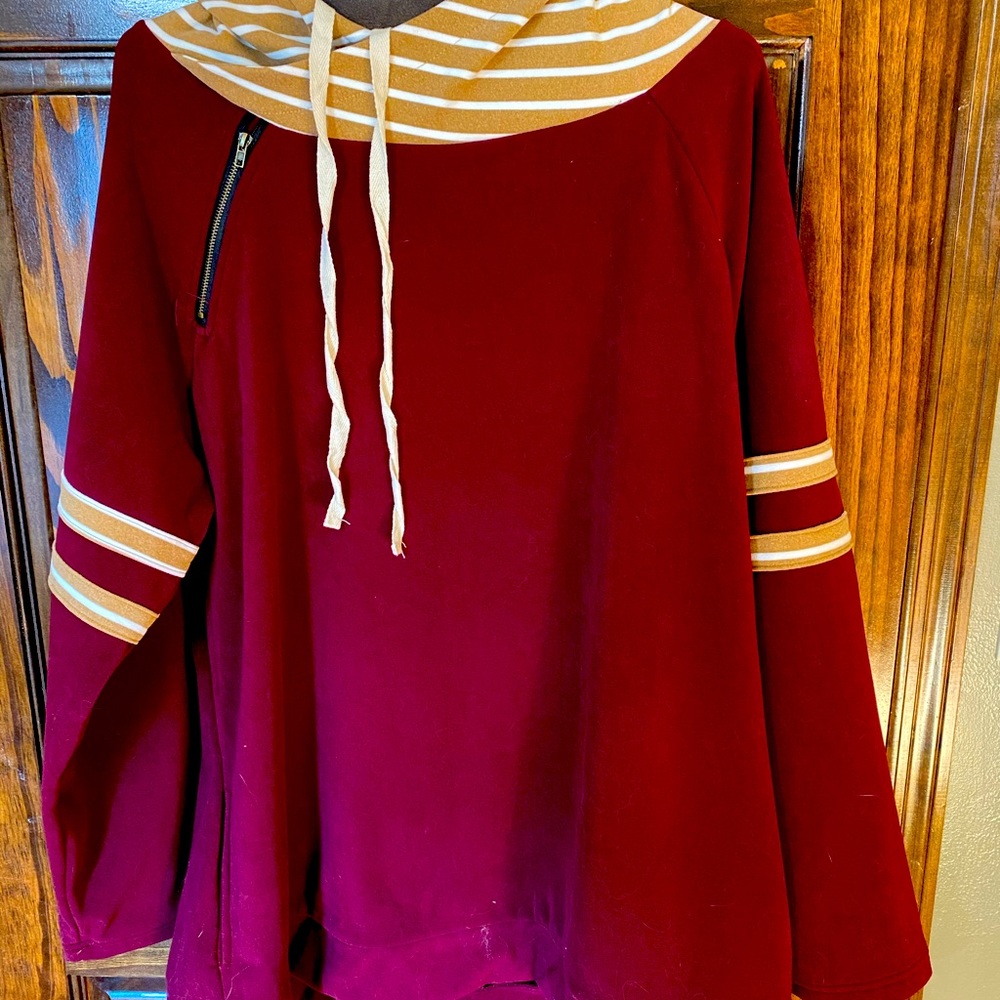 DOUBJlU 2XL burgundy sweater